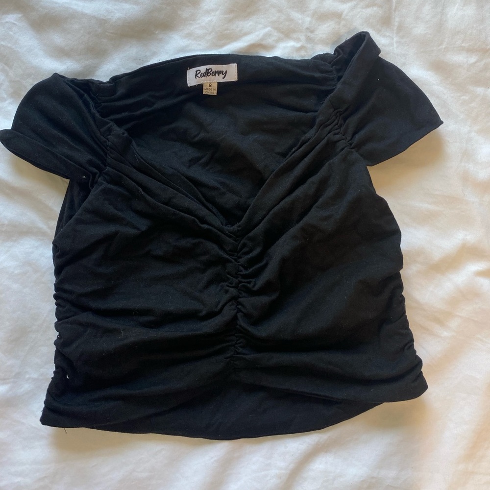 Red Berry Black Cotton Top, size 8